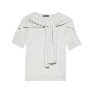 Mint Velvet Grey Cotton Blend Scarf Detail Knit Top